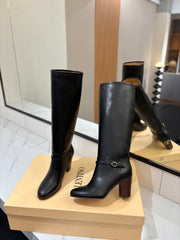 VALENTINO 25S GARAVANI PATTIE KNEE-HIGH BOOTS 80 MM IN BLACK CALFSKIN