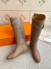HM 25S JUMPING BOOTS IN LIGHT CARAMEL BROWN LAMBSKIN WITH SILVER HARDWARE