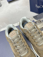 DIOR 25S B27 UPTOWN LOW-TOP SNEAKERS IN OLIVE BROWN CALFSKIN STYLE 5