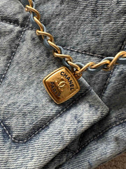 CHANEL 25S HOBO BAG 38 IN BLUE DENIM WITH GOLD HARDWARE