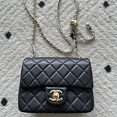 CHANEL 25S CLASSIC FLAP BAG MINI 18 IN BLACK LAMBSKIN WITH GOLD HARDWARE