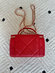 CHANEL 25S VANITY BAG 17 IN RED CAVIAR LEATHER WITH GOLD HARDWARE