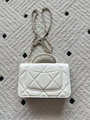 CHANEL 25S MINI FLAP BAG 19 IN WHITE CAVIAR LEATHER