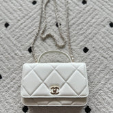 CHANEL 25S MINI FLAP BAG 19 IN WHITE CAVIAR LEATHER