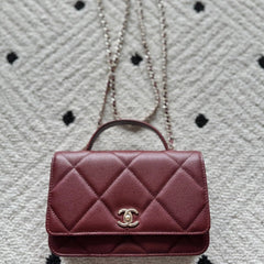 CHANEL 25S MINI FLAP BAG 19 IN DARK RED CAVIAR LEATHER