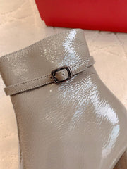 VIV' PODIUM BOOTIES IN GREY GLOSSY LAMBSKIN