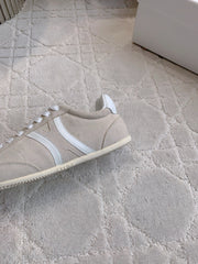 CELINE 25S JOGGER LOW LACE UP SNEAKER IN LIGHT GRAY CALFSKIN AND SUEDE