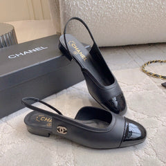 CHANEL 25S SLINGBACK IN BLACK FULL CALFSKIN GOLD HARDWARE