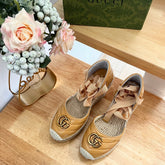 GG Crochet platform Espadrilles Blush Amber Yellow