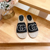 GG Casual Style Logo Sandals Black