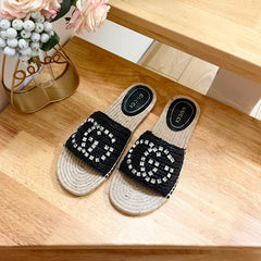 GG Casual Style Logo Sandals Black