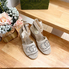 GG Women High Sandal Shoes Beige