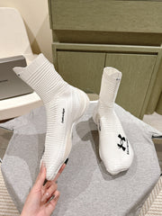 BALENCIAGA 25S HIGH-TOP SNEAKERS IN WHITE COTTON BLEND