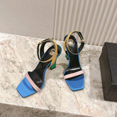 YSL 25S HIGH-HEEL SANDALS 100 MM IN MULTICOLOR SATIN STYLE 2