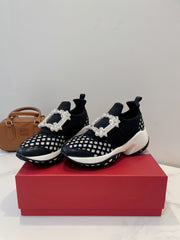 VIV' RUN SNEAKERS IN BLACK AND WHITE TECHNICAL FABRICS TRASS BUCKLE