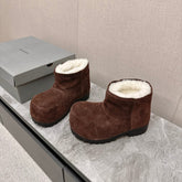 ALASKA BOOTIE IN CHOCOLATE SUEDE AND WOOL LINING