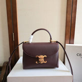 CELINE 25S NINO BAG 20MM IN SYRAH RED GRAINED CALFSKIN GOLD HARDWARE