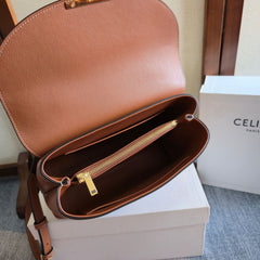 CELINE 25S MEDIUM NINO BAG 25MM IN TAN BROWN CALFSKIN GOLD HARDWARE