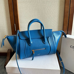 CELINE 25S NEW LUGGAGE 36MM IN DARK BLUE CALFSKIN GOLD HARDWARE