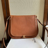CELINE 25S BESACE SOFT TRIOMPHE 32MM IN BROWN SUPPLE SHINY LAMBSKIN