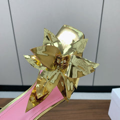 BALMAIN 25S RUBY GOLD HEELED SANDALS 95MM IN PATENT CALFSKIN