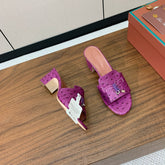 HIGH HEEL IN PURPLE LAMBSKIN OSTRICH SKIN