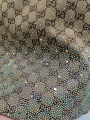 GG Beige Monogram Crystal Embellished Mini Skirt