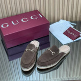 GUCCI 26S LOAFER MULES IN DARK BROWN SUEDE