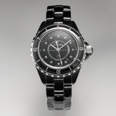 J12 Date Quartz Black Ceramic Diamond Numerals Black Dial