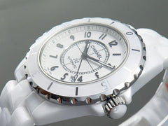 J12 Date Automatic White Ceramic Black Numerals White Dial