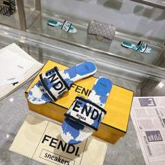 FF Women Signature Slides Blue White Canvas Slide