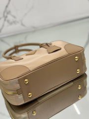 LARGE TOP HANDLE BAG 35 IN DRIED MOSS NYLON AND CALFSKIN TRIM