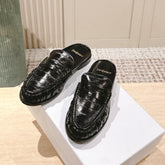 YSL 25S LOAFER MULE IN BLACK GLOSSY CALFSKIN
