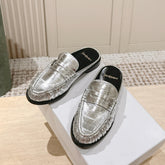 YSL 25S LOAFER MULE IN SILVER CALFSKIN