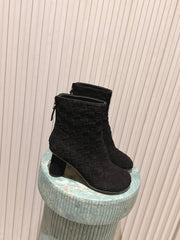 BOTTEGA VENETA 26S INTRECCIATO BOOTS 85 MM IN BLACK SUEDE