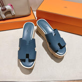 HM 25S HIGH WEDGE SANDALS IN DEEP SLATE BLUE LAMBSKIN STYLE 16