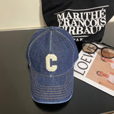 CELINE 25S BASEBALL CAP IN DENIM BLUE EMBROIDERED C LOGO
