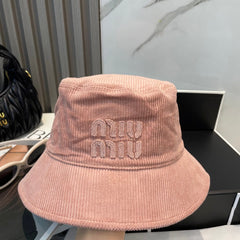 MM BUCKET IN PEACHY PINK VELVET WITH LOGO