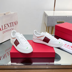 VALENTINO 25S UPVILLAGE SNEAKERS IN WHITE MIX RED LAMBSKIN