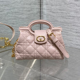 DIOR 25S JOLIE TOP HANDLE MINI BAG 18 IN BABY PINK CALFSKIN GOLD HARDWRE