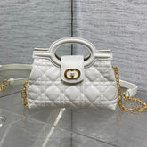 DIOR 25S JOLIE TOP HANDLE MINI BAG 18 IN WHITE CALFSKIN GOLD HARDWRE