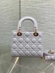 DIOR 25S LADY DIOR BAG 20 IN LILAC CANNAGE CALFSKIN GOLD HARDWARE