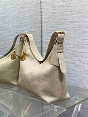 DIOR 25S VOYAGE BAG 34 IN POWDER BEIGE FLAT MACROCANNAGE GRAINED CALFSKIN