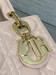 DIOR 25S MEDIUM LADY BAG 24 IN PINK CALFSKIN GOLD HARDWARE