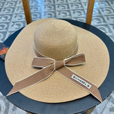 WIDE BRIM STRAW HAT WITH BOW BROWN 672705