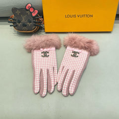 GLOVES IN PASTEL PINK MIX WHITE WOOL AND RABBIT FUR 417181