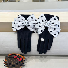 GLOVES IN BLACK MIX WHITE WOOL 454572