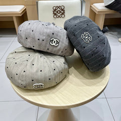 BERET HAT POLKA DOT DARK GRAY 672672