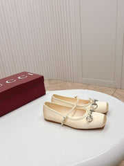 GG BALLET FLAT LIGHT CREAM SILK