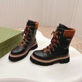 MARTIN ANKLE BOOTS IN BLACK EMBOSSED CALFSKIN MIX BROWN SUEDE